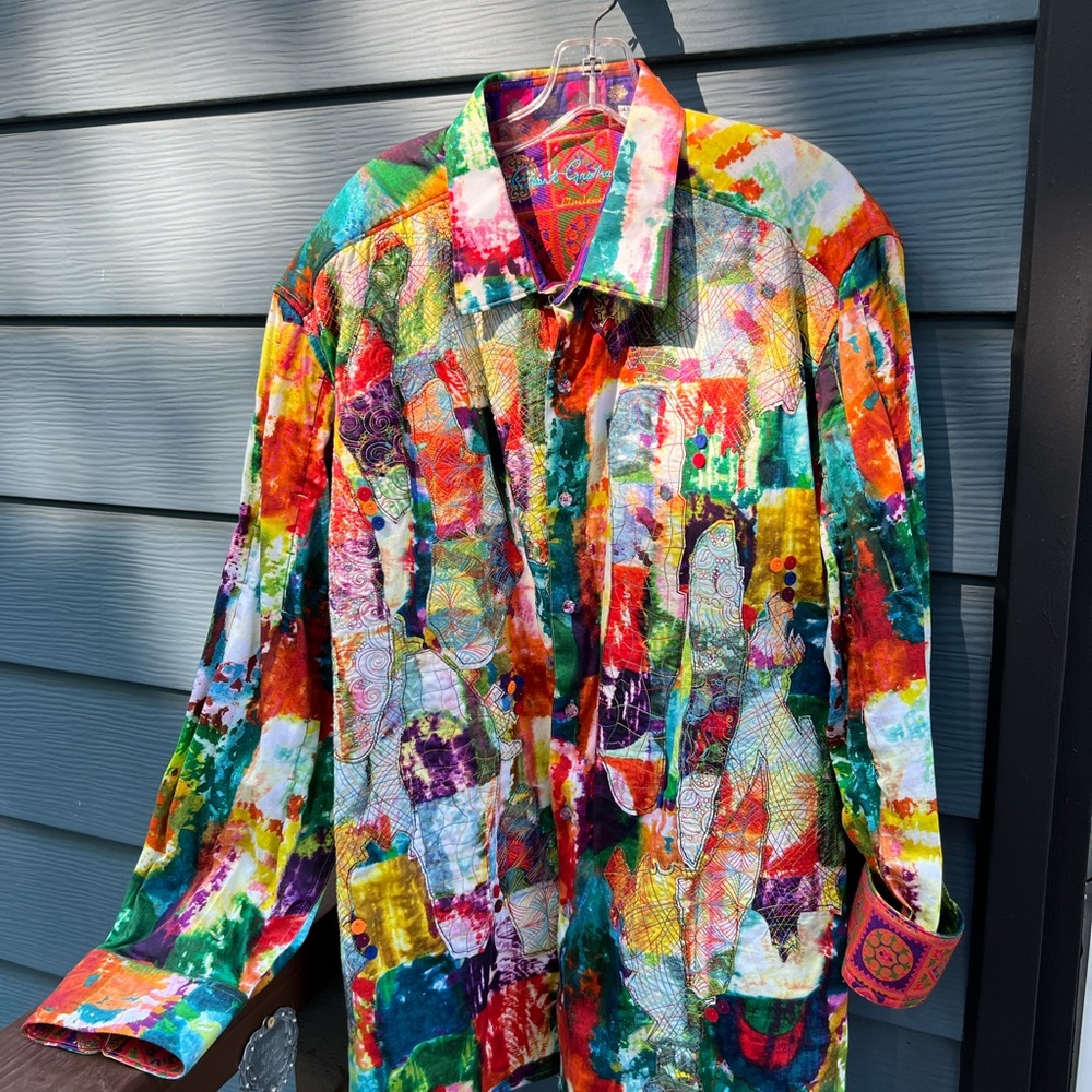 Robert Graham Colorful Patchwork Button Down Shirt - image 1